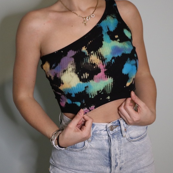 Handmade Tie-Dye One Shoulder Top - Picture 2 of 4